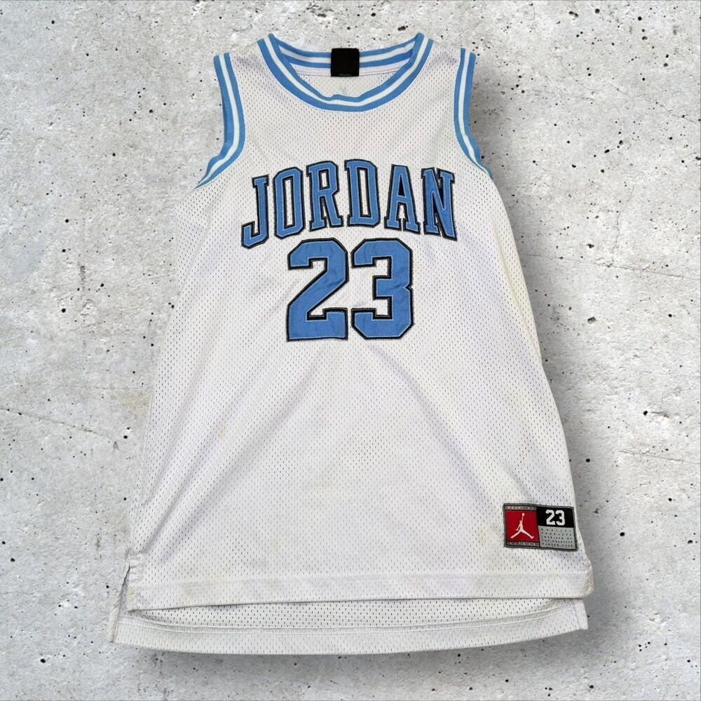 Jordan Brand Youth 23 Jersey L 12‑13 YRS White Carolina Blue Mesh Michael Jordan